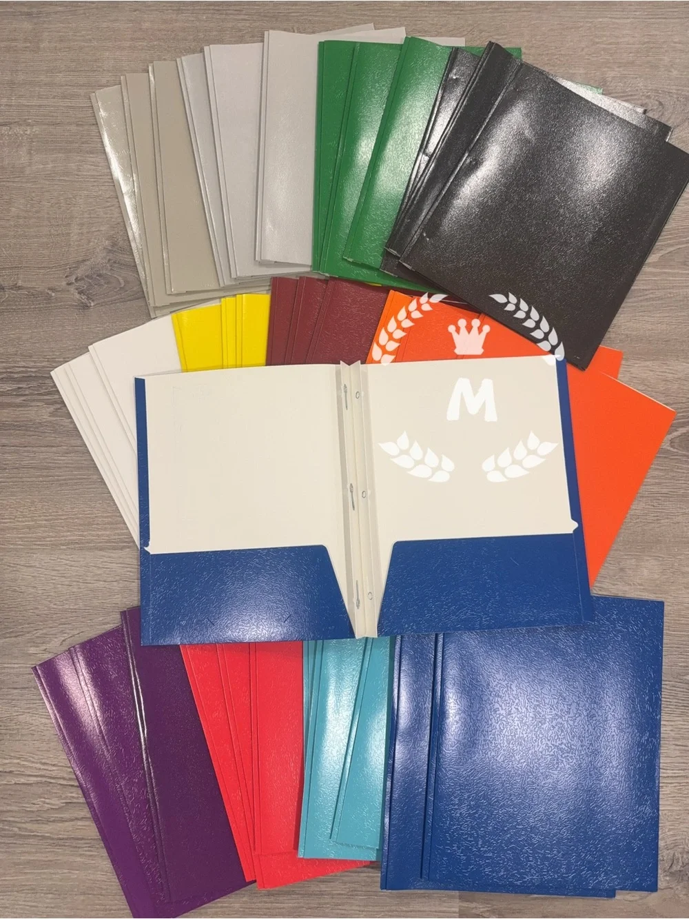 2 Pocket Paper Folder with Prongs Letter Size 12 Colors X 3 Total 36 Folders